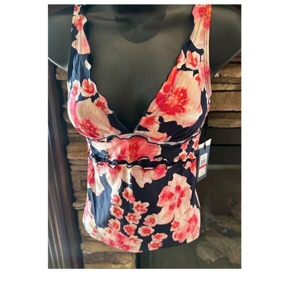 DKNY Women's Navy Floral Tankini Swimsuit Matching Set | XS - Picture 8 of 16